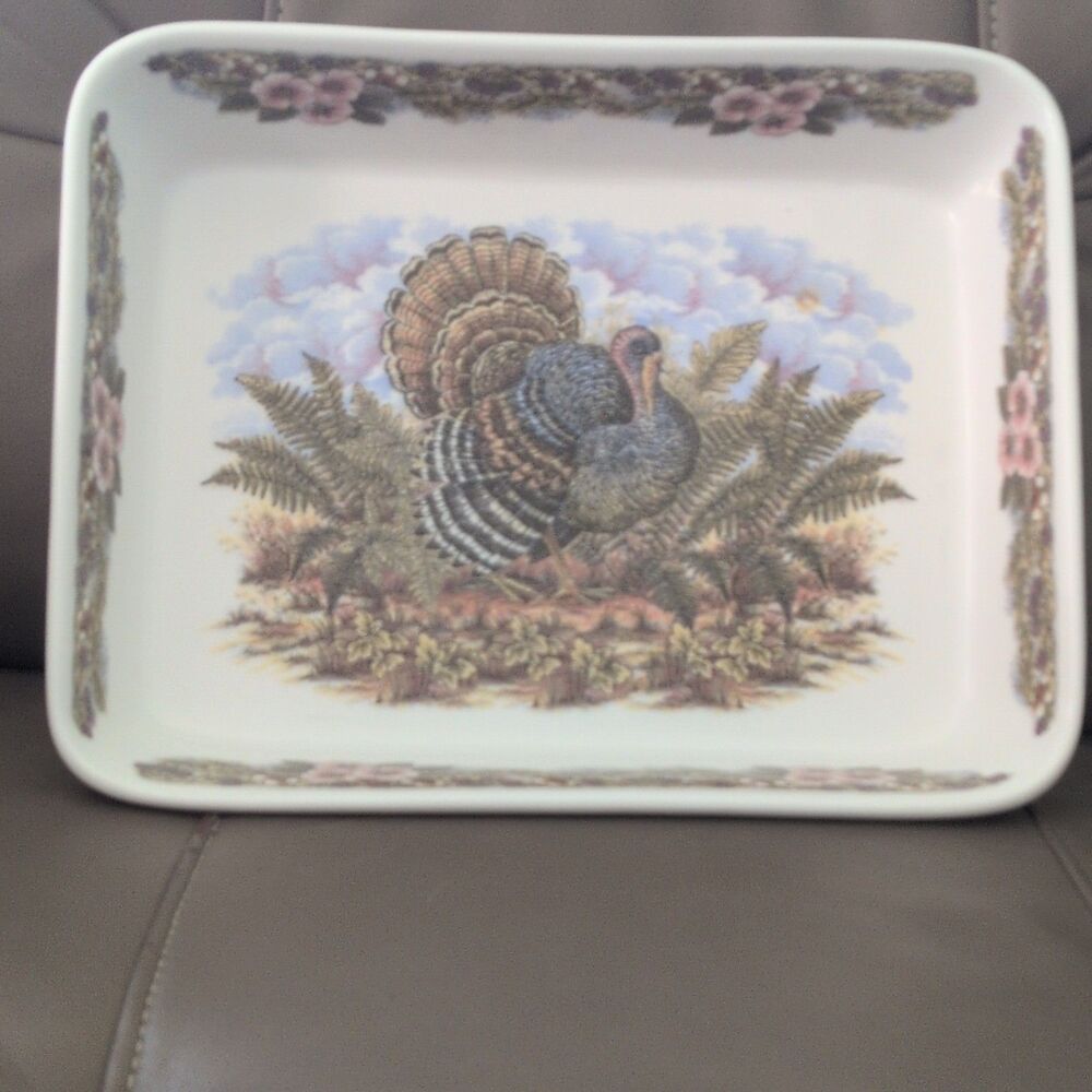 Queen’s Myott China Thanksgiving 9" Square Baker Dish Turkey Casserole